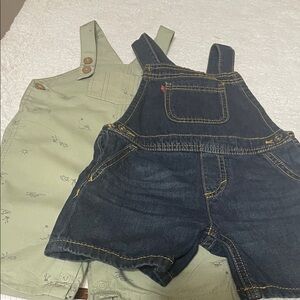 Carter's Dark Denim and Light Green Overalls
